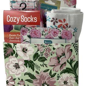 Mom Gift Basket Birthday Mothers Day Journal Pen Socks Towel Foot Spa Kit